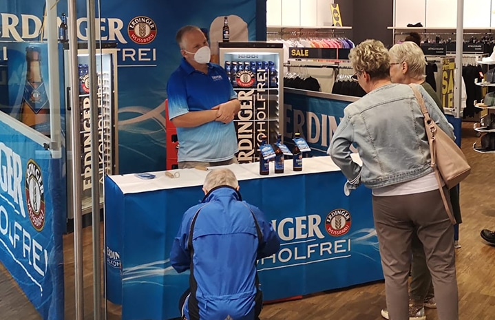 Event Agentur kiecom ERDINGER Alkoholfrei Ausschank im SportScheck in Leipzig