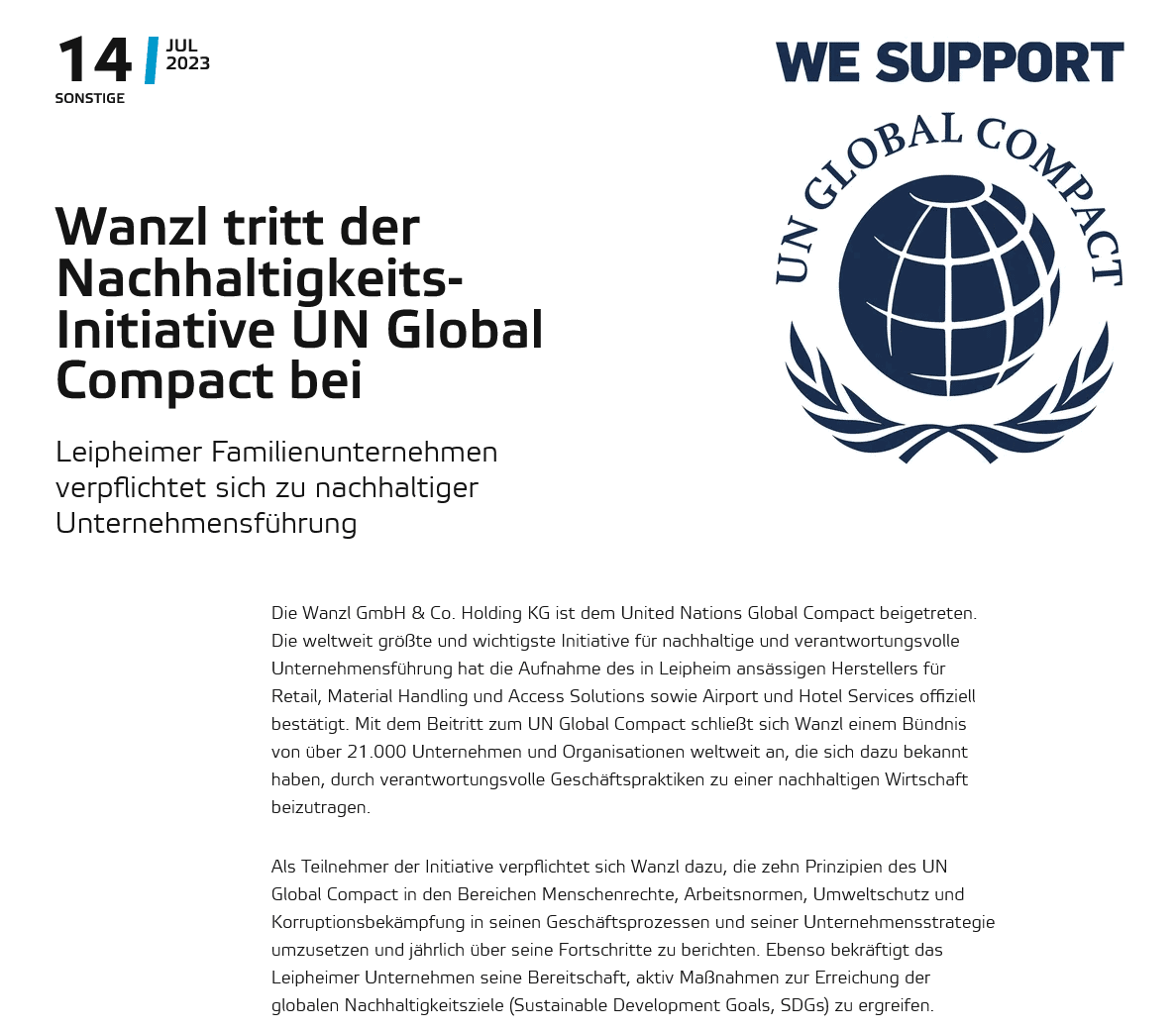 Wanzl_News UN Global Compact